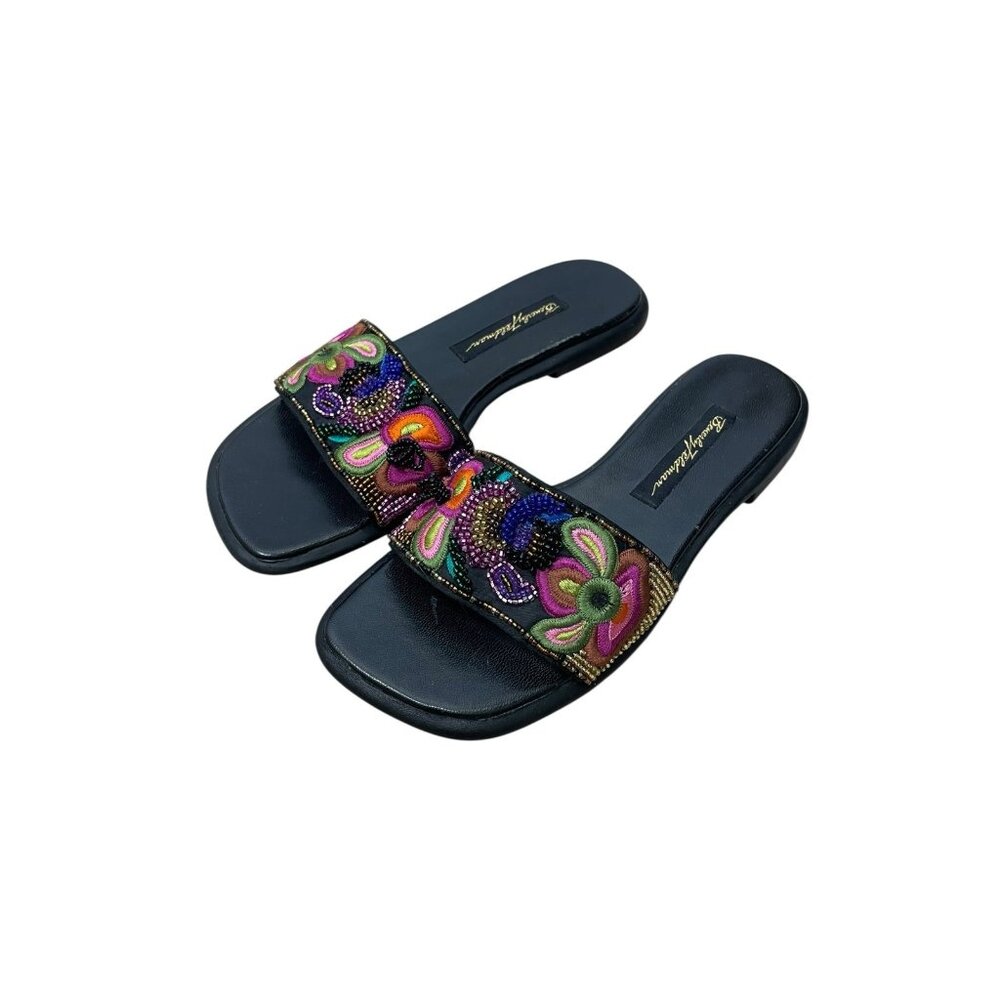 Beverly Feldman Beaded Embroidered Sandals Colorful RARE Black Womens Size 6
